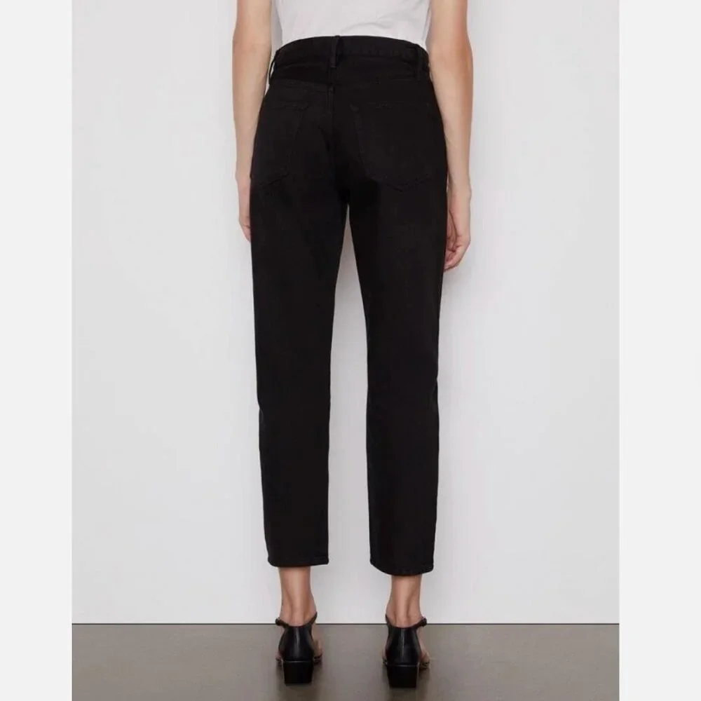 Frame Le Original High-Rise Straight-Leg Jeans in Film Noir - Black - Size 28 - Picture 3 of 7